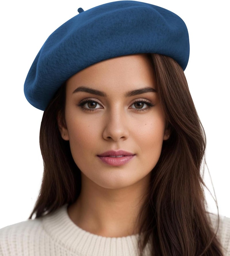 Sumolux Women Beret Hat Wool Vintage French Solid Color Classic Winter Cap - Image 1